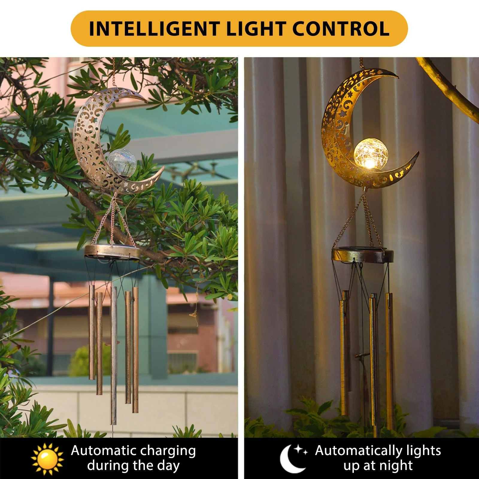 1 or 2 Pack Solar Wind Chime Light IP65 Waterproof Indoor and Outdoor