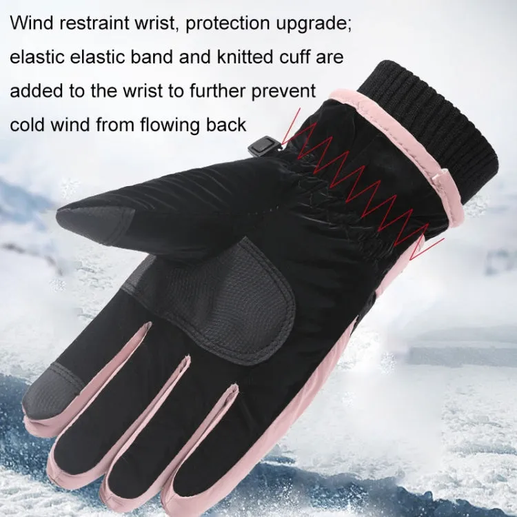 1 Pair WZ-204 Outdoor Warm And Windproof Thickened Cycling Sports Anti-fall Gloves, Size: Free Code(Gray Pink)