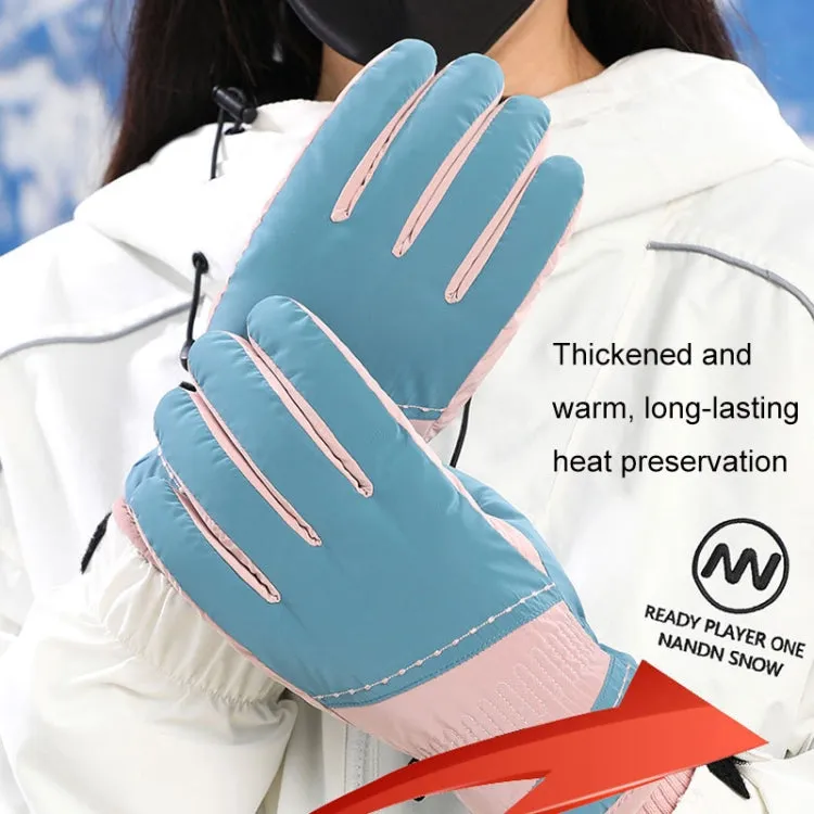 1 Pair WZ-207 Outdoor Warm And Windproof Thickened Cycling Sports Anti-fall Gloves(Blue Pink)