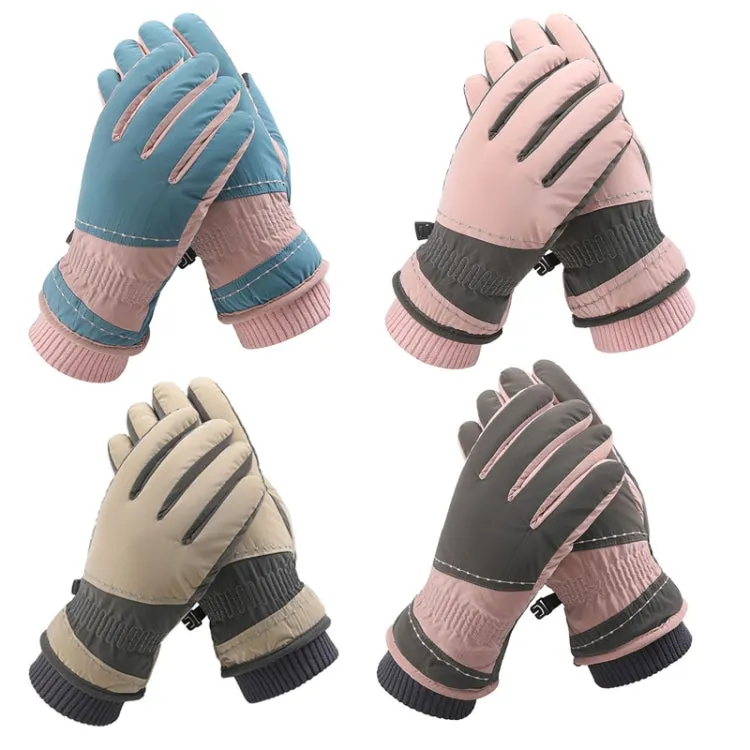 1 Pair WZ-207 Outdoor Warm And Windproof Thickened Cycling Sports Anti-fall Gloves(Blue Pink)