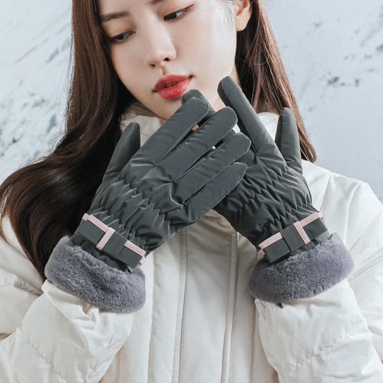 1 Pair YR205 Winter Warm Plus Fleece Mouth Driving Riding Sports Gloves, Size: Free Code(Gray)