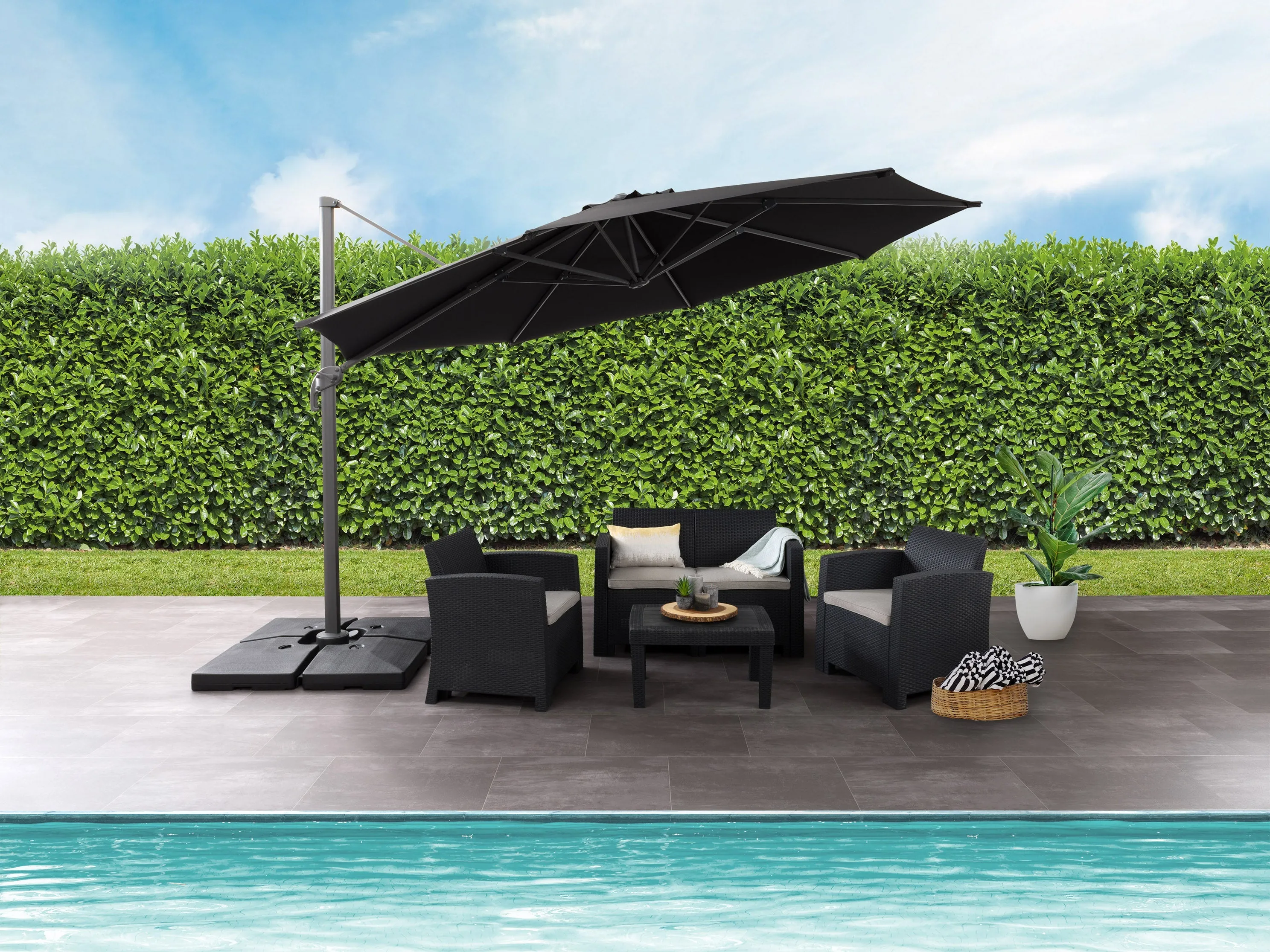 11.5ft Deluxe Offset Patio Umbrella Canopy Replacement - Black