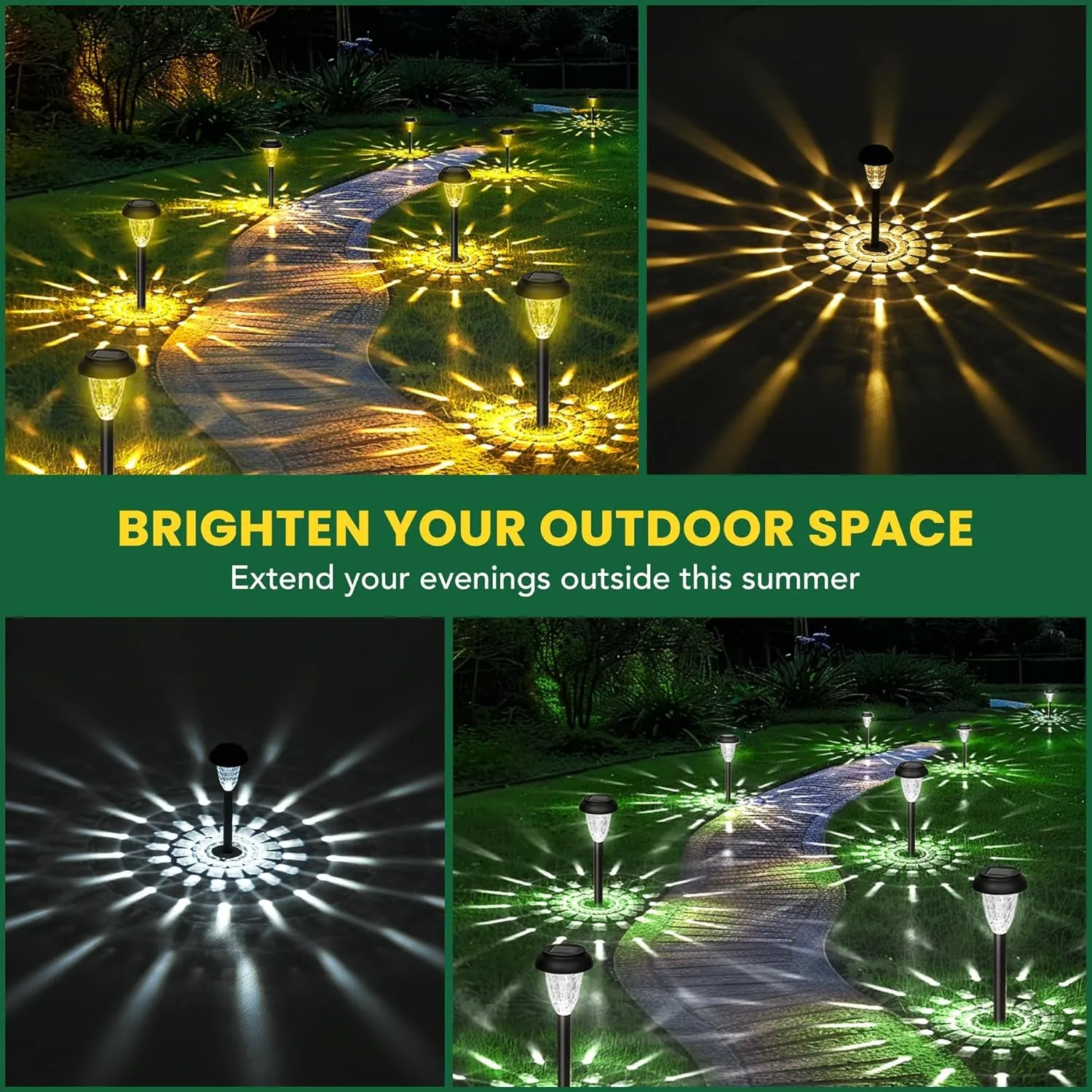 12 Pack Solar Lights Outdoor Waterproof, Cool White Pathway Lights Solar Powered, Landscape Lighting, Solar Grden Lights for Decor, Patio, Garden, Yard, Pathways, Walkways