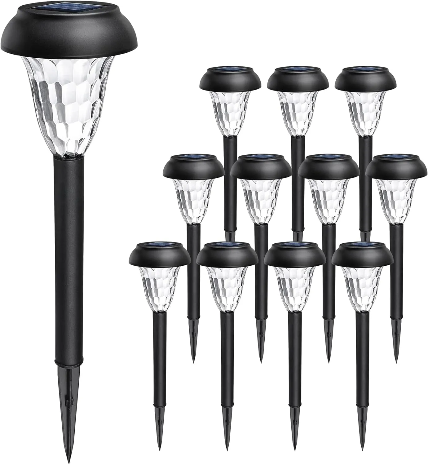 12 Pack Solar Lights Outdoor Waterproof, Cool White Pathway Lights Solar Powered, Landscape Lighting, Solar Grden Lights for Decor, Patio, Garden, Yard, Pathways, Walkways