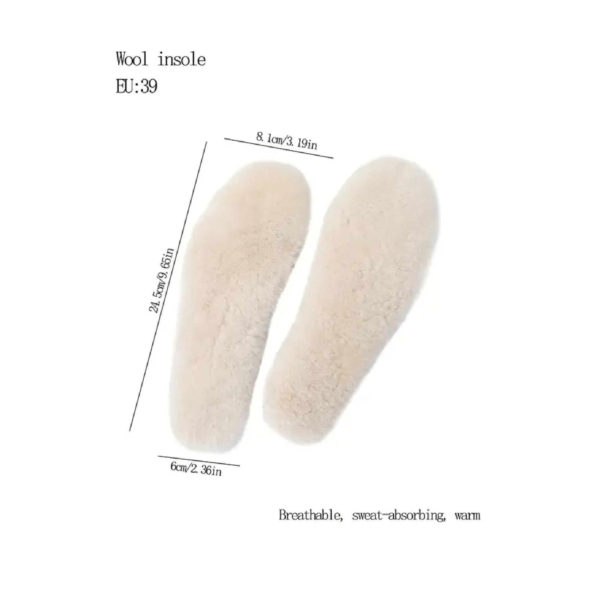 1pair Warm Fleece Insoles, Winter Fur Integrated Warm Insoles, Thickened Insoles For Snow Boots, Sweat-absorbing Breathable Insoles