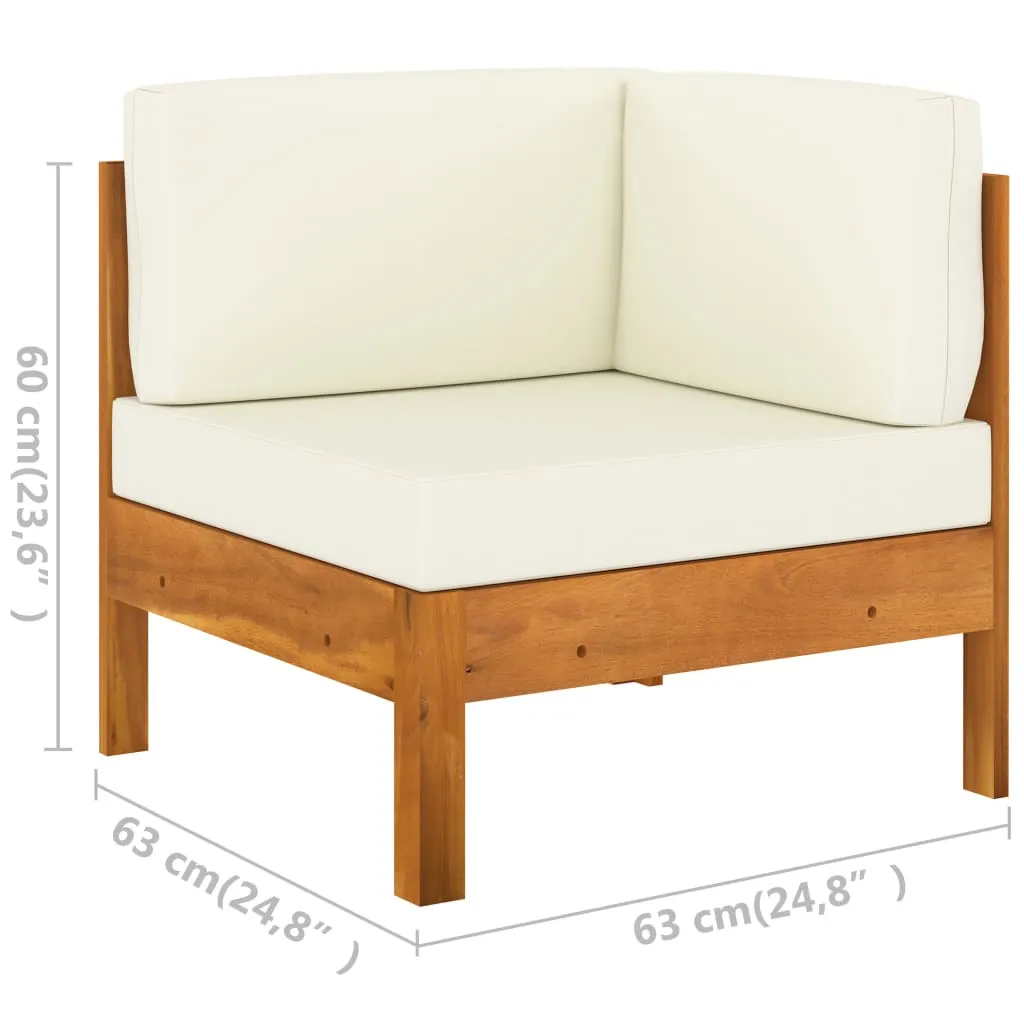 2 Piece Garden Lounge Set with Cream White Cushions Acacia Wood