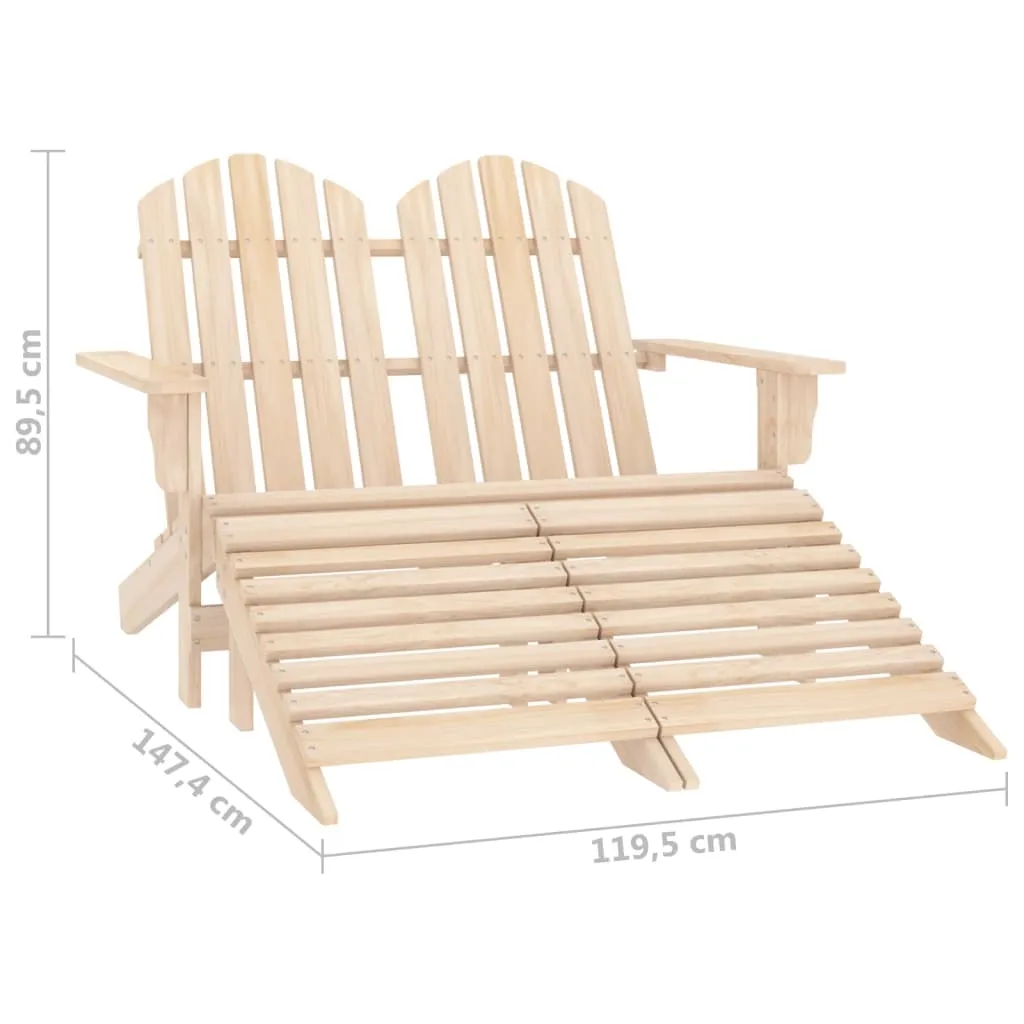 2-Seater Garden Adirondack Chair & Ottoman Fir Wood