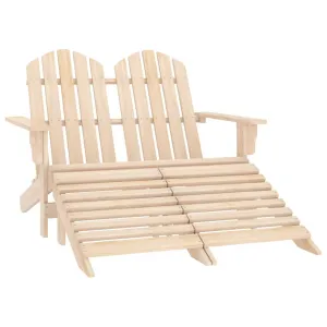 2-Seater Garden Adirondack Chair & Ottoman Fir Wood