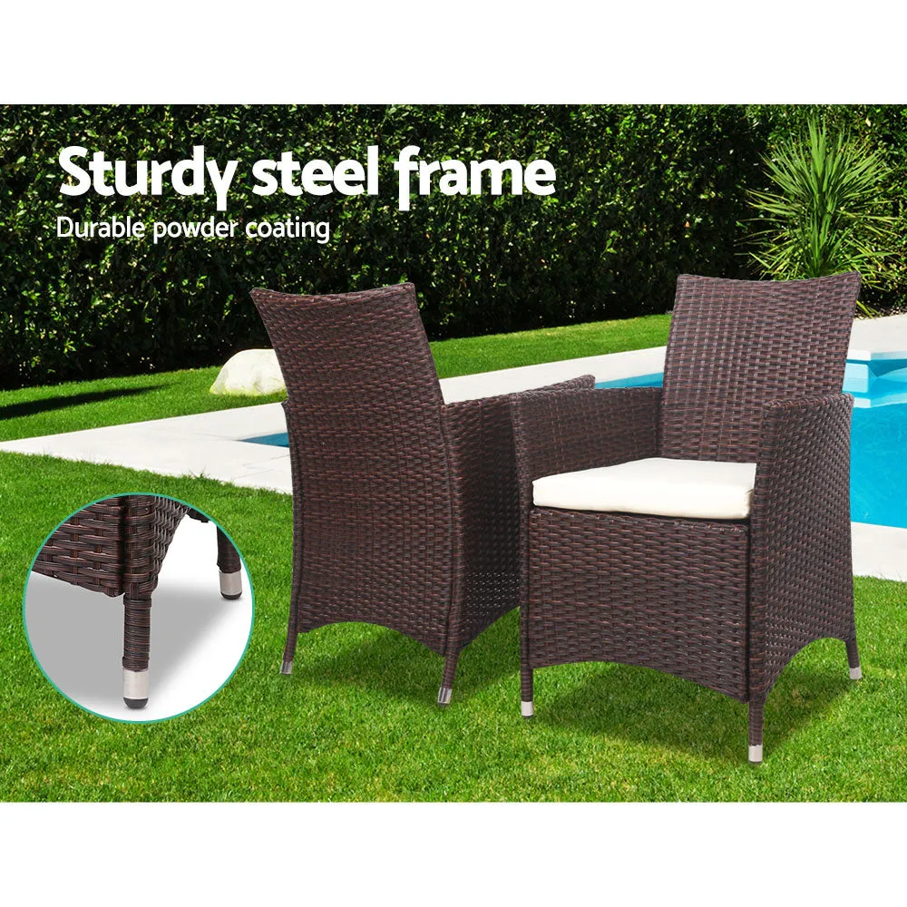 3 Piece Wicker Outdoor Furniture Set Jack And Jill 2 Armchair Table Brown