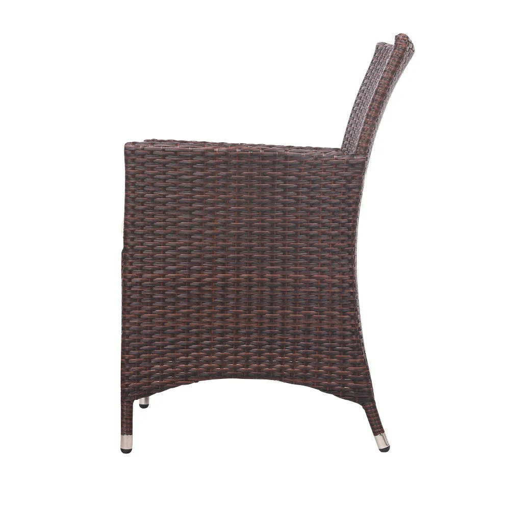 3 Piece Wicker Outdoor Furniture Set Jack And Jill 2 Armchair Table Brown