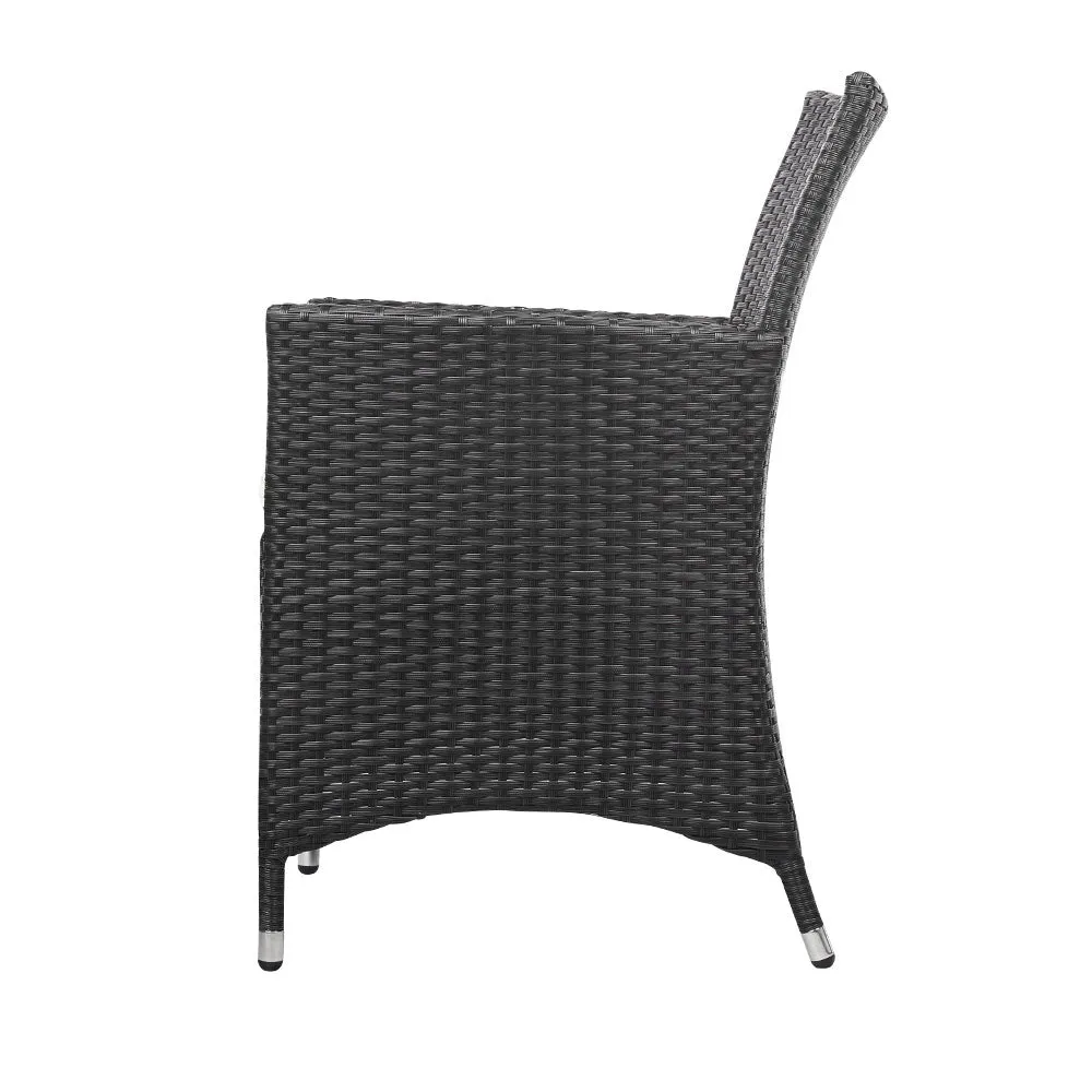 3PC UV-Resistant Wicker Bistro Set with Cushions - Gardeon