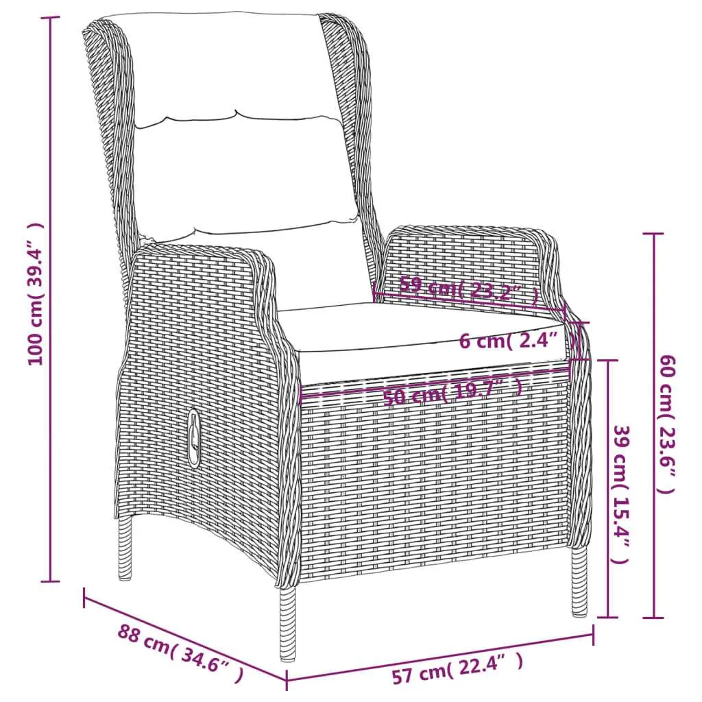 5 Piece Garden Dining Set Brown