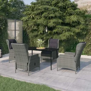 5 Piece Garden Dining Set Light Grey