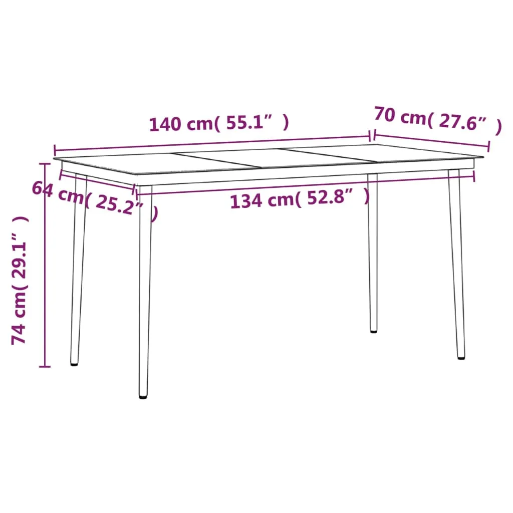 7 Piece Garden Dining Set with Cushions Black