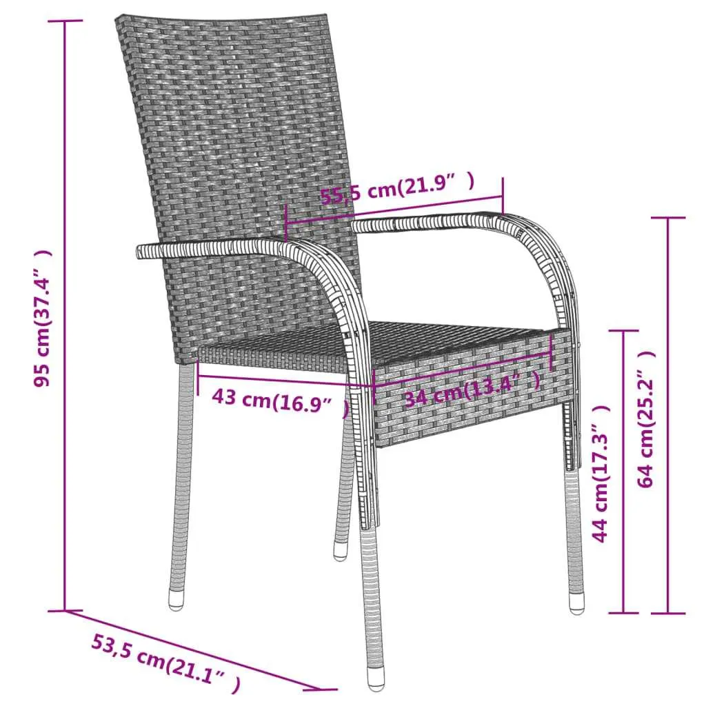 7 Piece Outdoor Dining Set Brown and Black