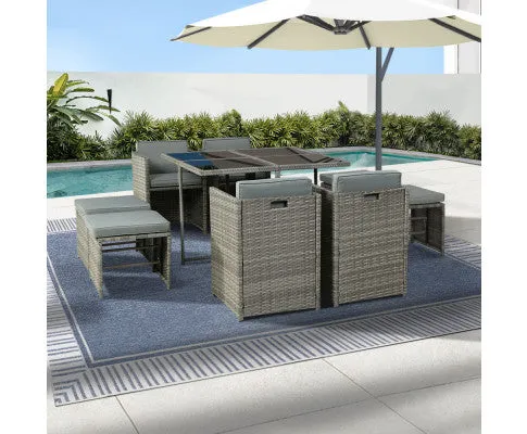 9 PCS Outdoor Dining Set Table Chairs Patio Lounge Setting Furniture