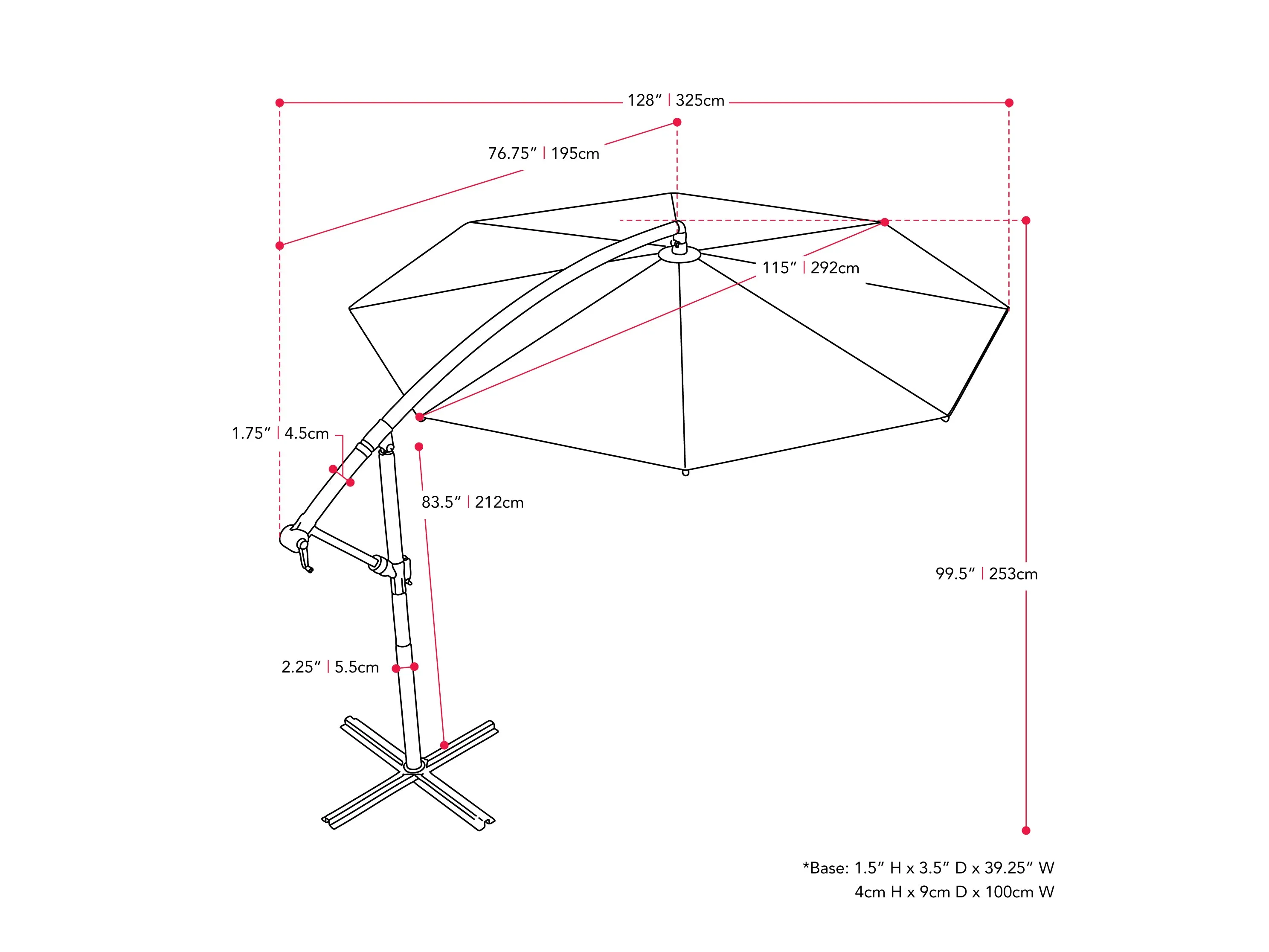 9.5ft Tilting Offset Patio Umbrella - Forest Green