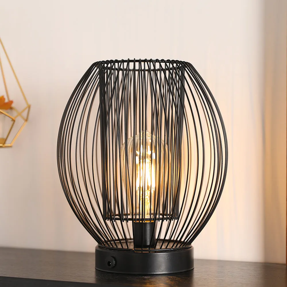 9.5''High Cage Battery Powered Table Lamp( Round )