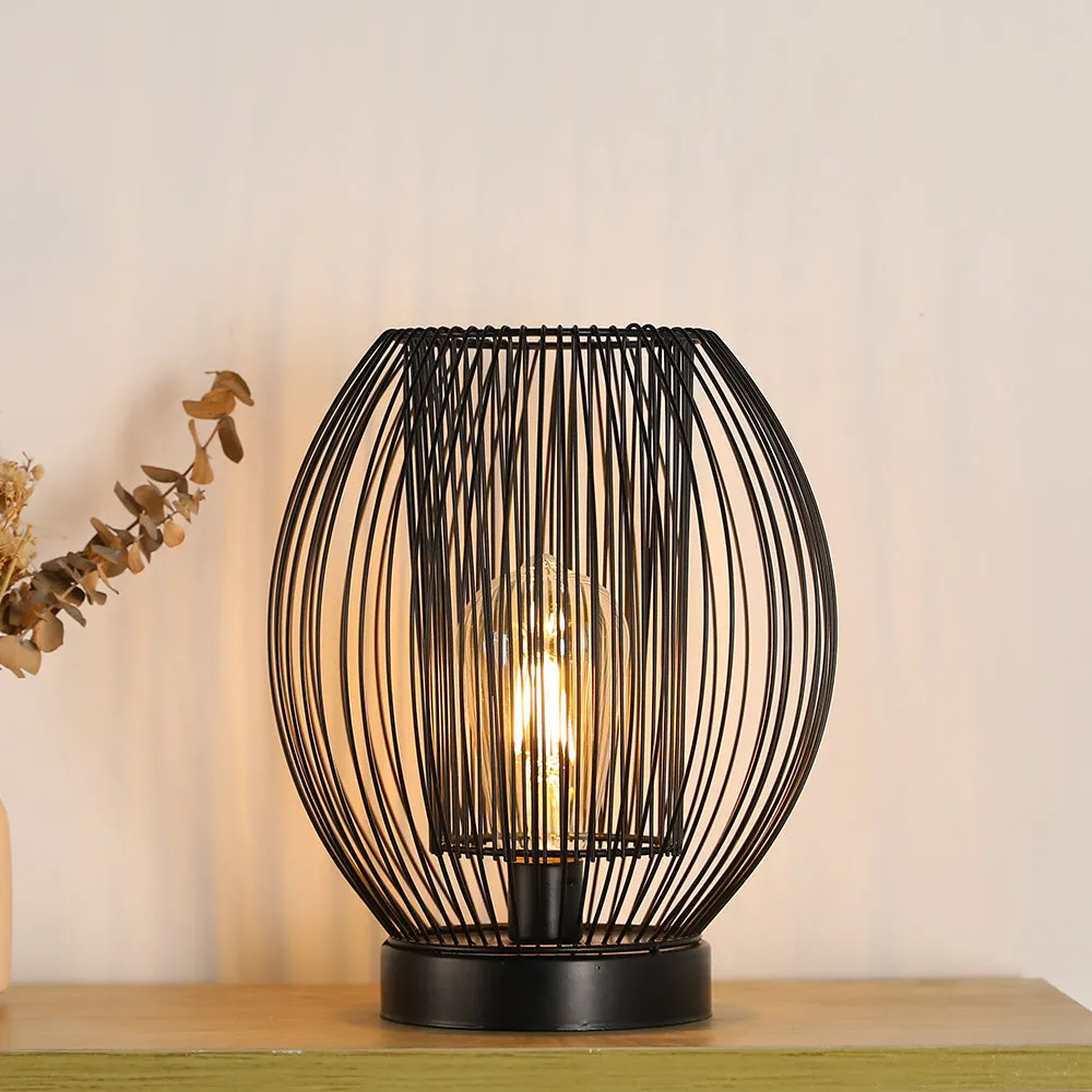 9.5''High Cage Battery Powered Table Lamp( Round )