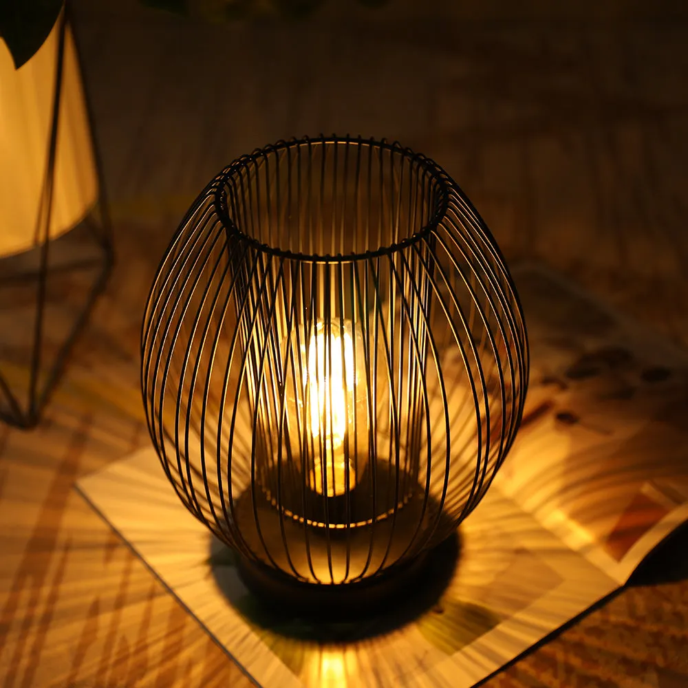 9.5''High Cage Battery Powered Table Lamp( Round )