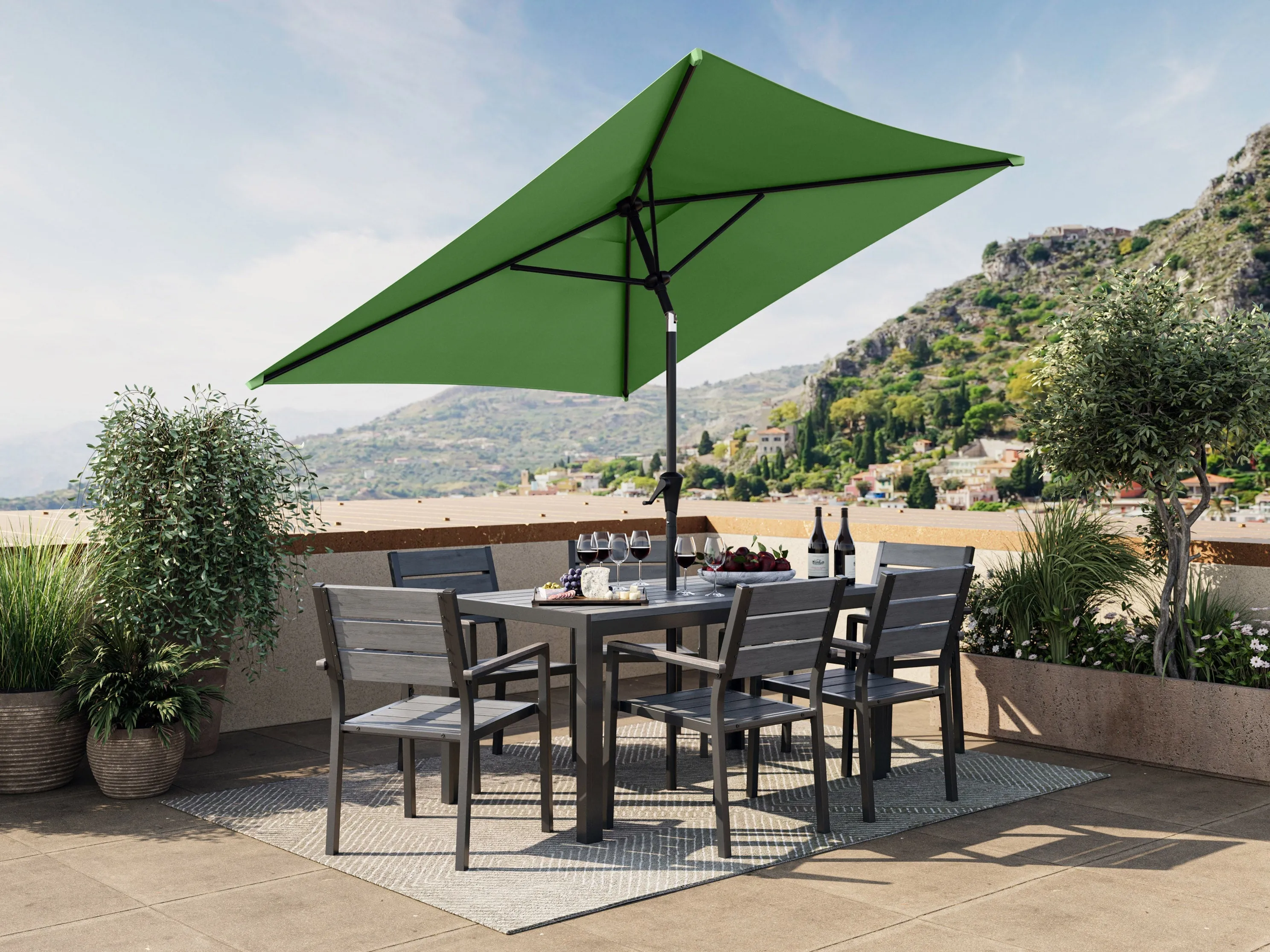 9ft Square Forest Green Patio Umbrella