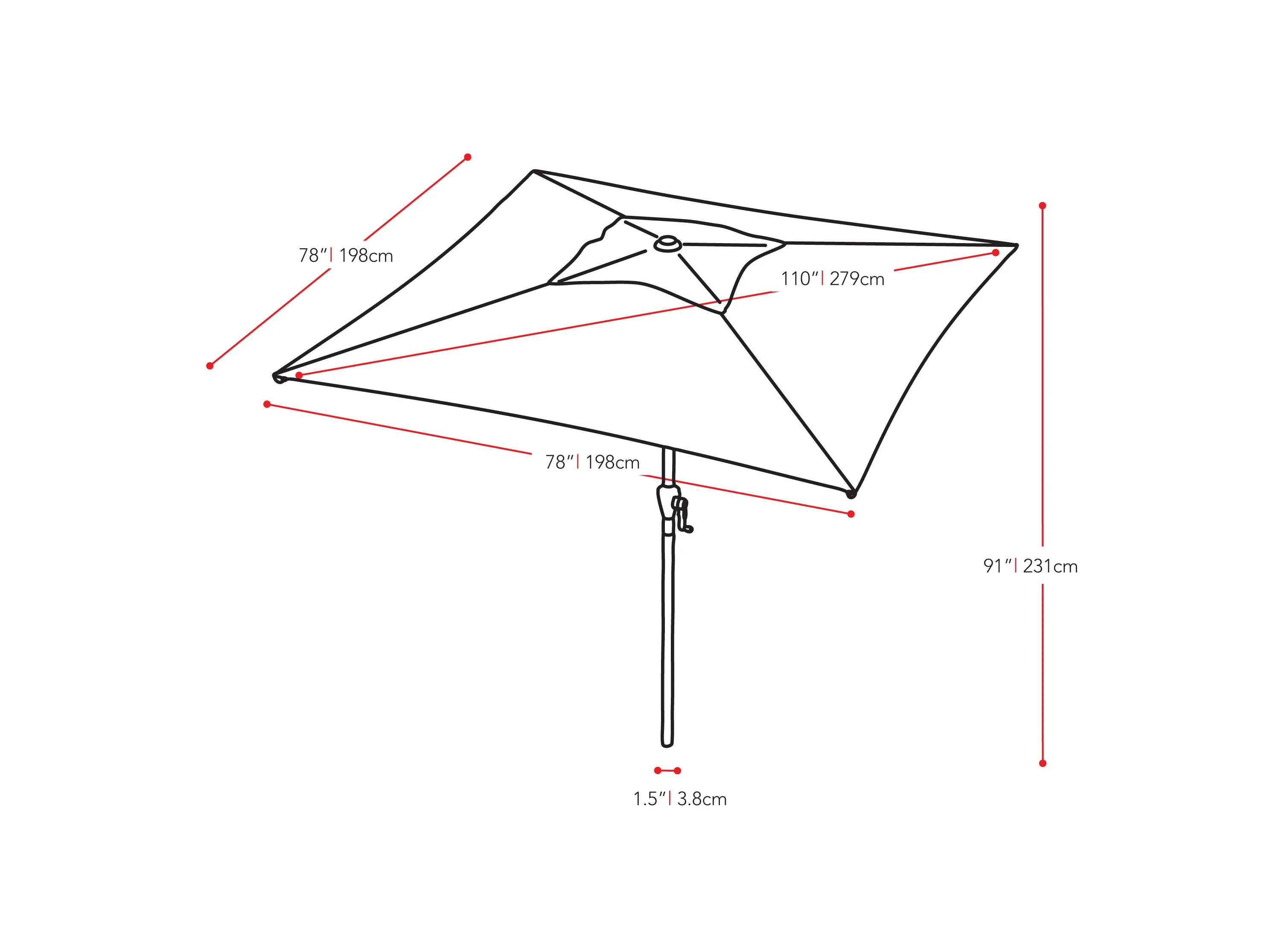 9ft Square Forest Green Patio Umbrella