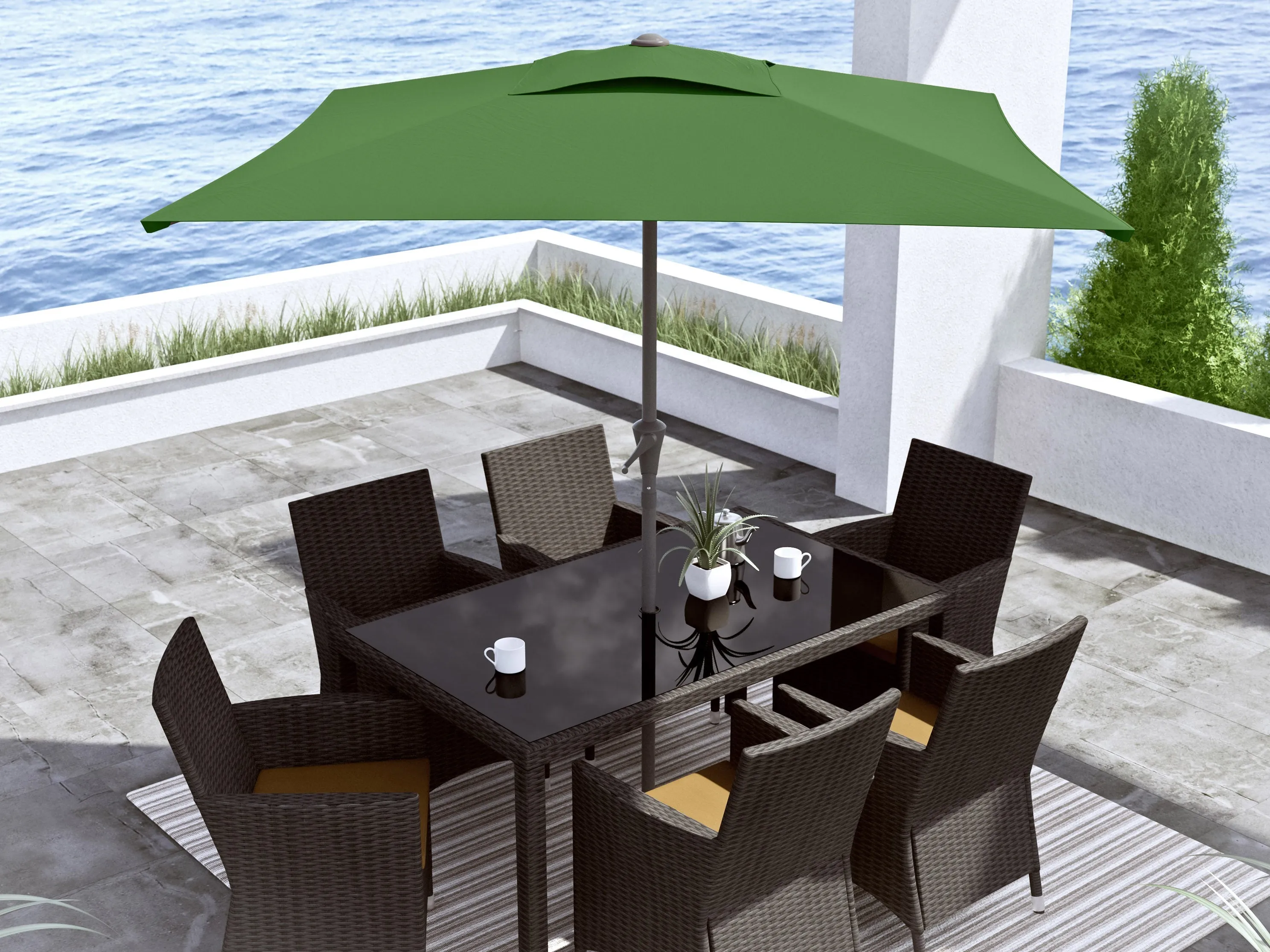 9ft Square Forest Green Patio Umbrella