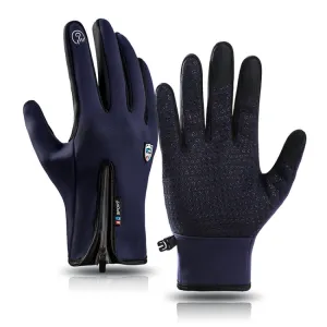 A045 Cycling Gloves Touch Screen Windproof Waterproof Sport Keep Warm Gloves, Size: XL(Navy)