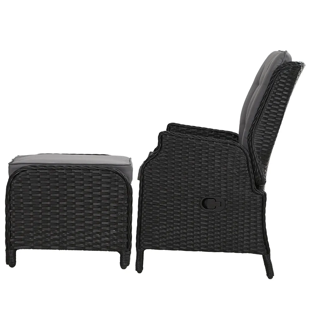 Adjustable Wicker Recliner Set, Weather-Resistant, UV-Resistant, PE Wicker - Gardeon