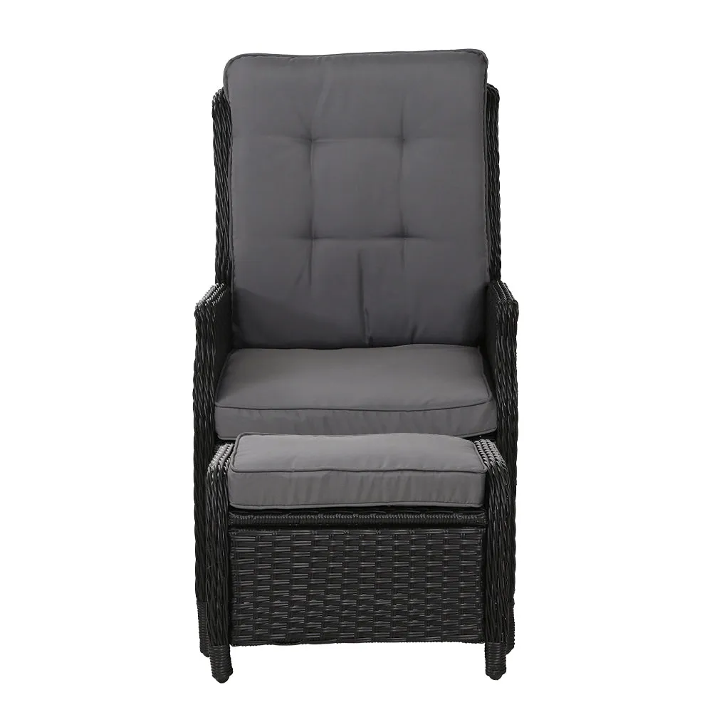 Adjustable Wicker Recliner Set, Weather-Resistant, UV-Resistant, PE Wicker - Gardeon