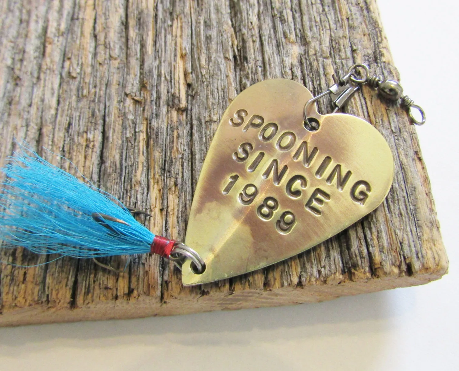 Anniversary Spoon Lure Spooning Since 1989 Fishing Hooks Hand Stamped Gift for Fishermen Gifts for Women Christmas Gift Idea Outdoor for Her