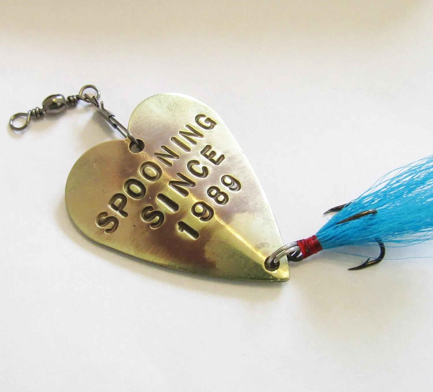 Anniversary Spoon Lure Spooning Since 1989 Fishing Hooks Hand Stamped Gift for Fishermen Gifts for Women Christmas Gift Idea Outdoor for Her