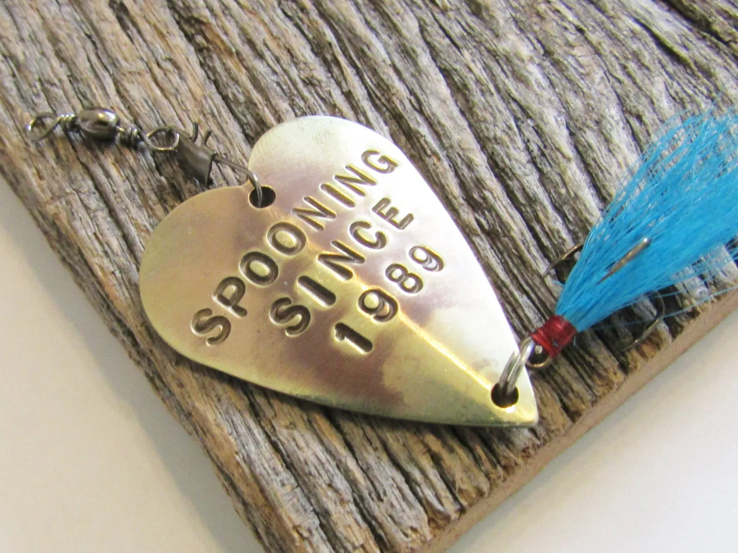 Anniversary Spoon Lure Spooning Since 1989 Fishing Hooks Hand Stamped Gift for Fishermen Gifts for Women Christmas Gift Idea Outdoor for Her