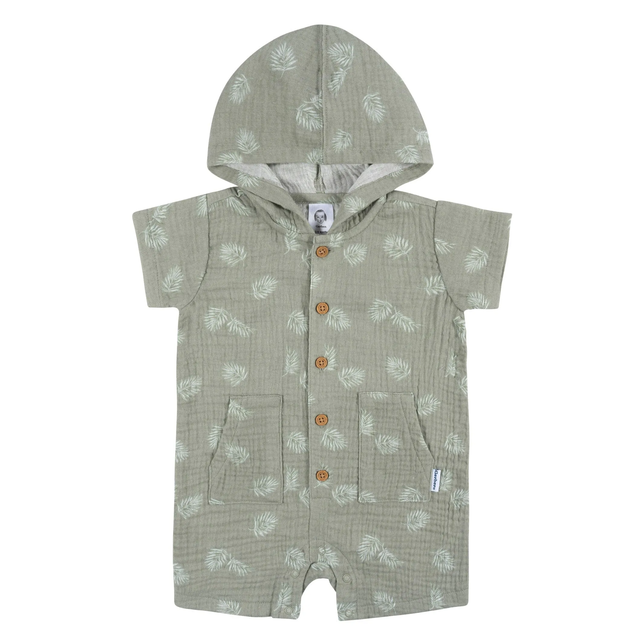 Baby Boys Palms Hooded Romper