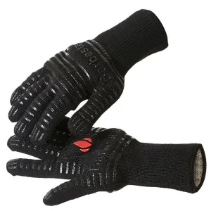 Barbestar Extreme Heat Resistant Grilling Cooking Gloves, 14&quot; Flexible Oven Mitts,EXTRA Length Forearm Protection, Protection up to 932&deg;F, Professional Safe for BBQ Kitchen Baking-Black(1 Pair)