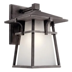 Beckett  11 In 1-Light Outdoor Wall Light with Satin Etched Seeded Glass, Bronze Finish