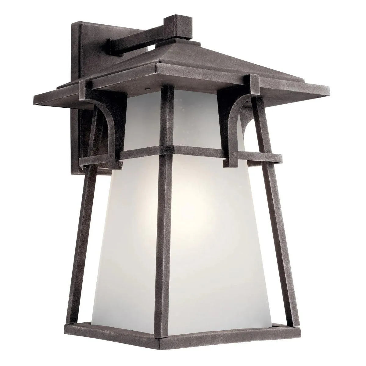 Beckett  18 In 1-Light Outdoor Wall Light with Satin Etched Seeded Glass, Bronze Finish