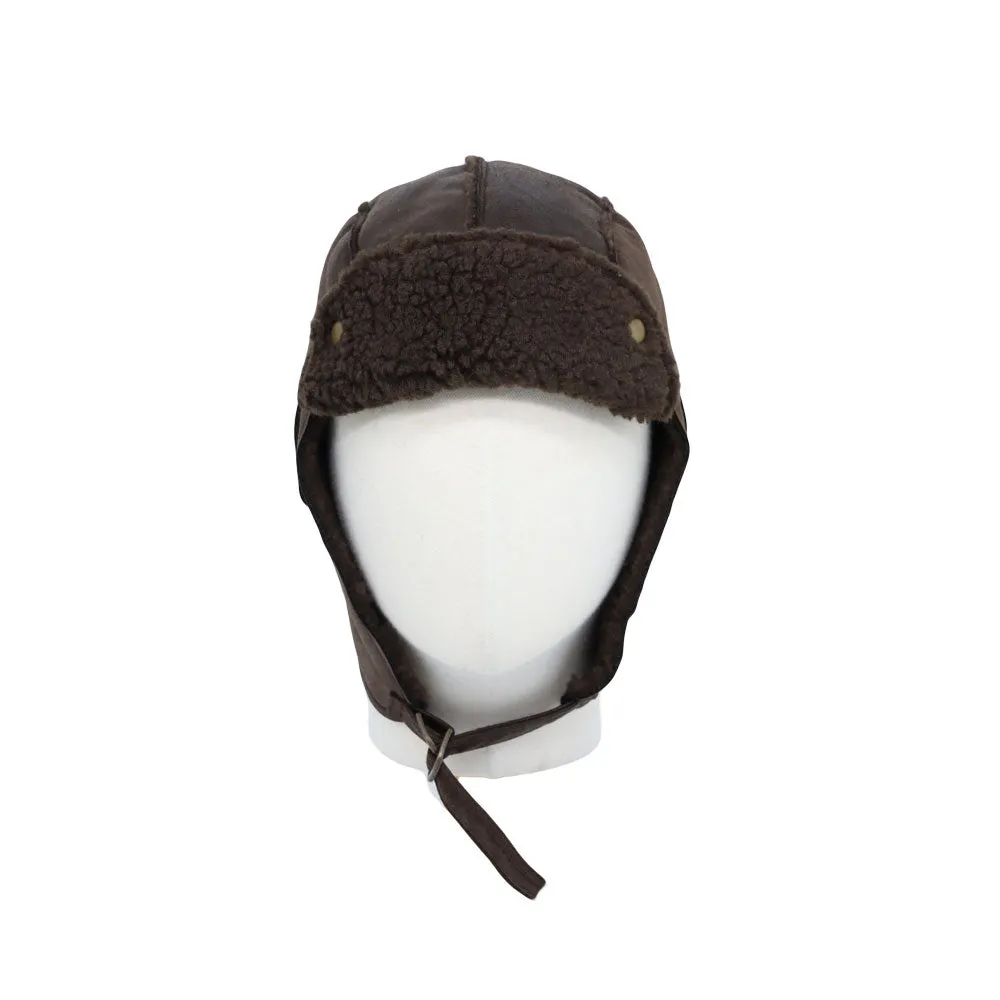 Bike Motorcycle Trapper Earflap Cap Faux Leather Russian Winter Hat YTT1489