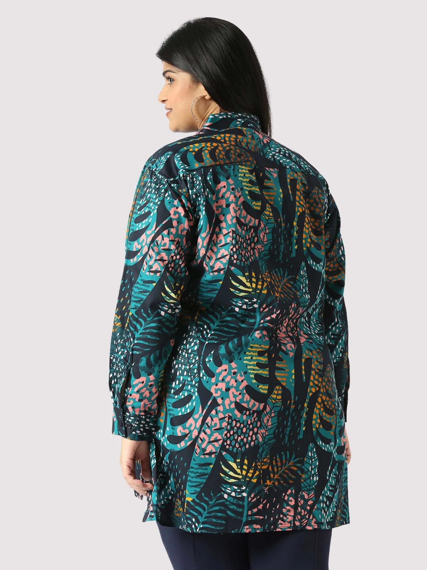 Blue Ivy Digital Printed Women's Plus Size Long Shirt