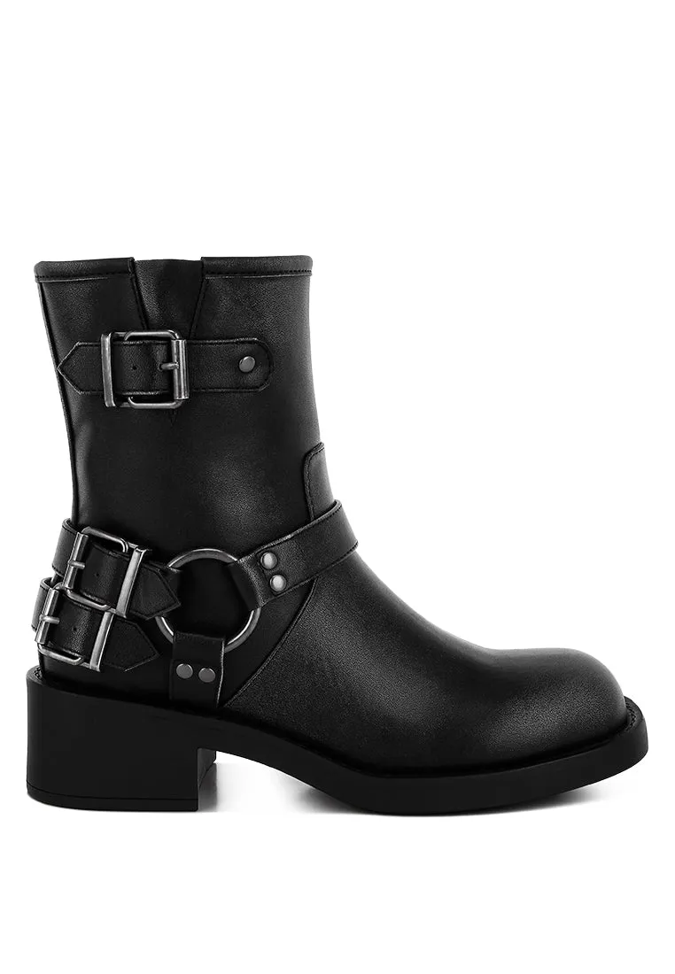 Caribou Harness Detail Biker Boots