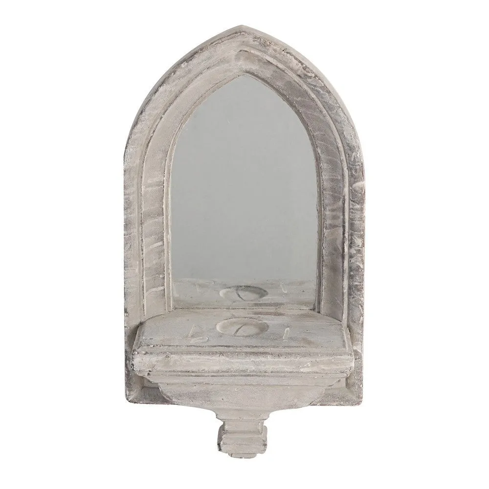 Cement Protected Decorative Wall Mirror, Washed White - BM200637 By Casagear Home