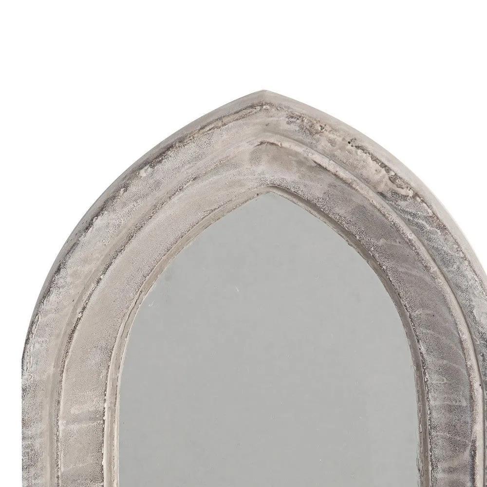 Cement Protected Decorative Wall Mirror, Washed White - BM200637 By Casagear Home