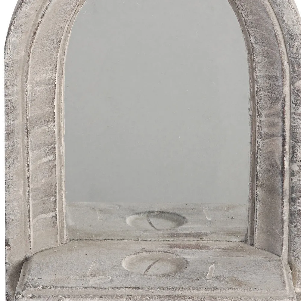 Cement Protected Decorative Wall Mirror, Washed White - BM200637 By Casagear Home