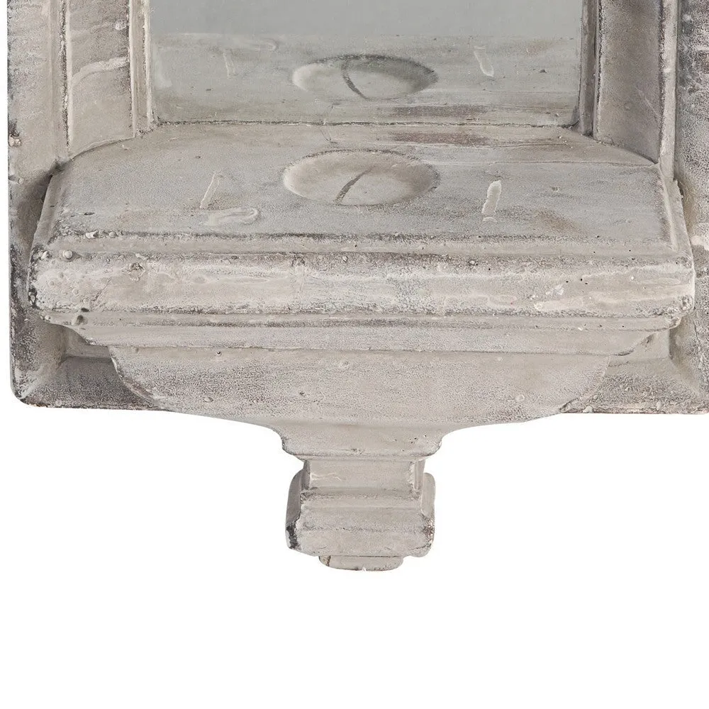 Cement Protected Decorative Wall Mirror, Washed White - BM200637 By Casagear Home