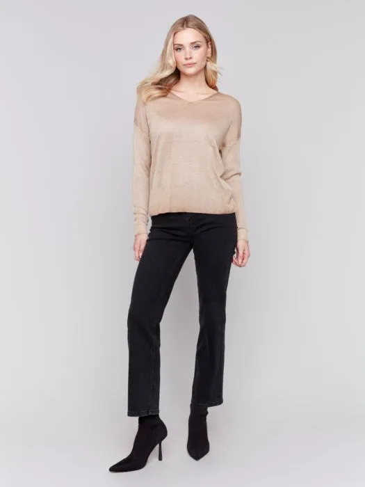 Charlie B C2695 Snow Wash V-neck Sweater