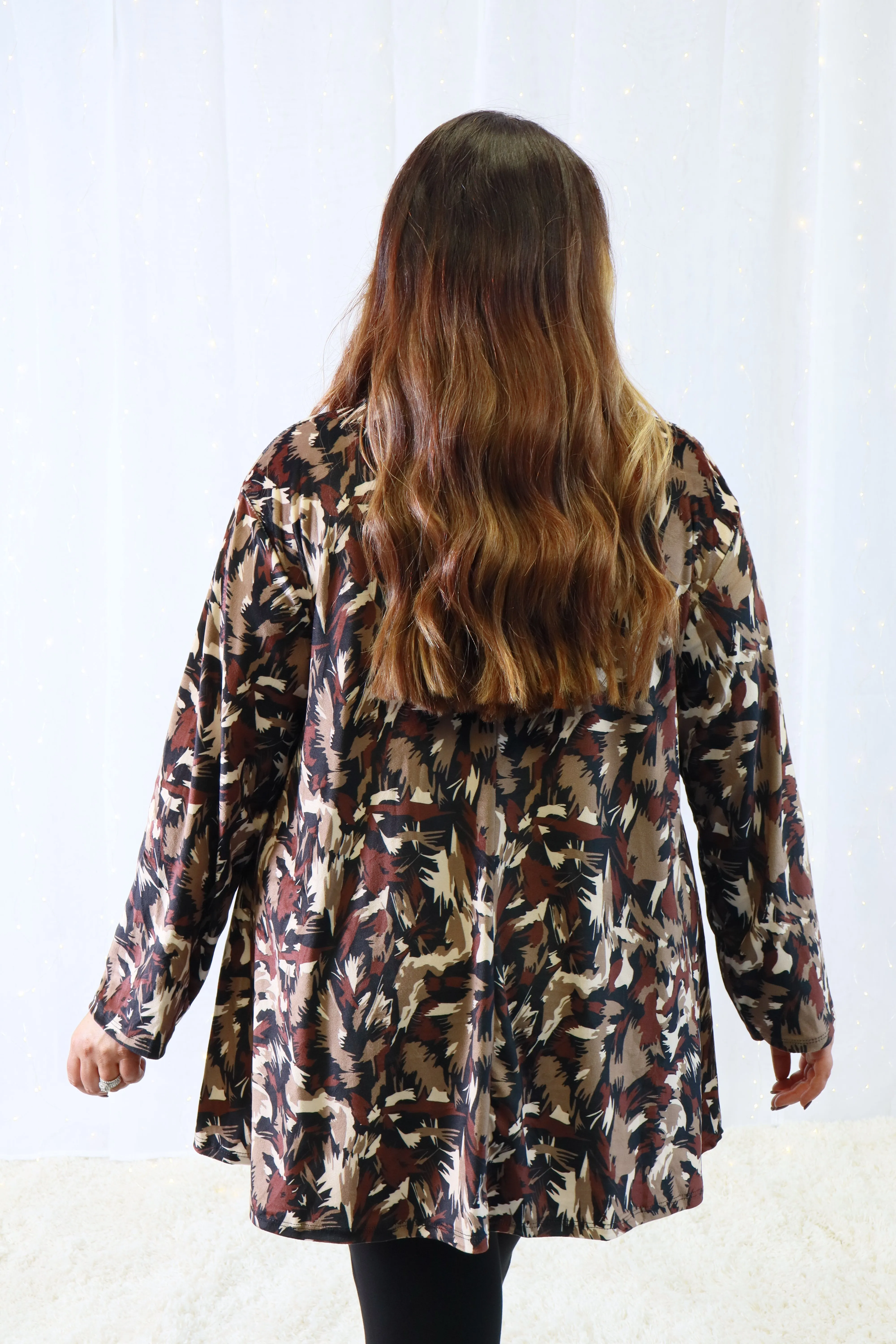 Claudia Blouse in Black and Brown Leaves