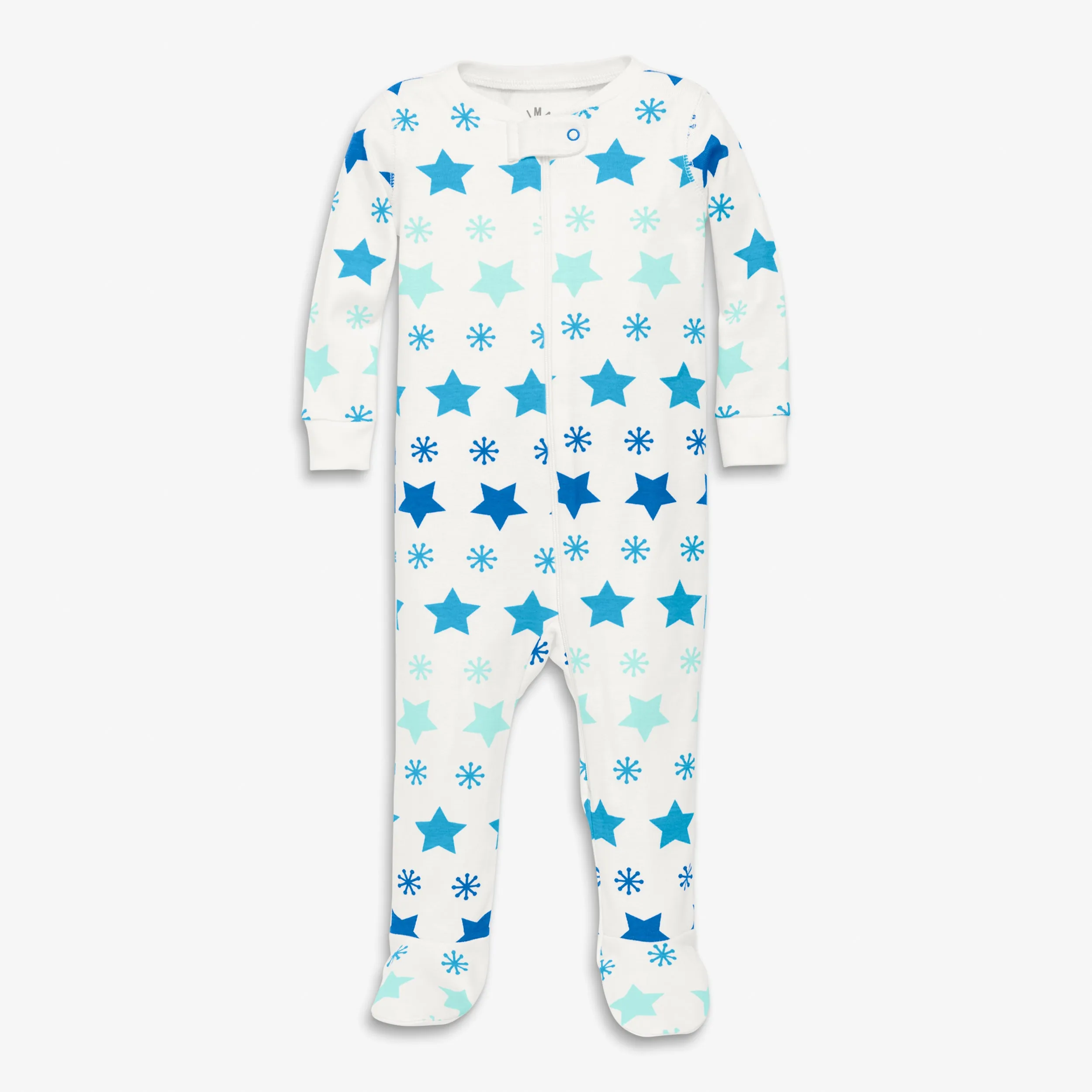 Clearance baby organic zip footie in snowy stars