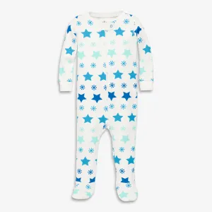 Clearance baby organic zip footie in snowy stars