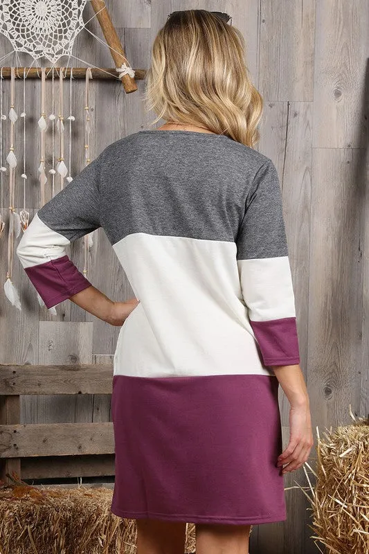 Color Block Tunic-Dress with Pockets