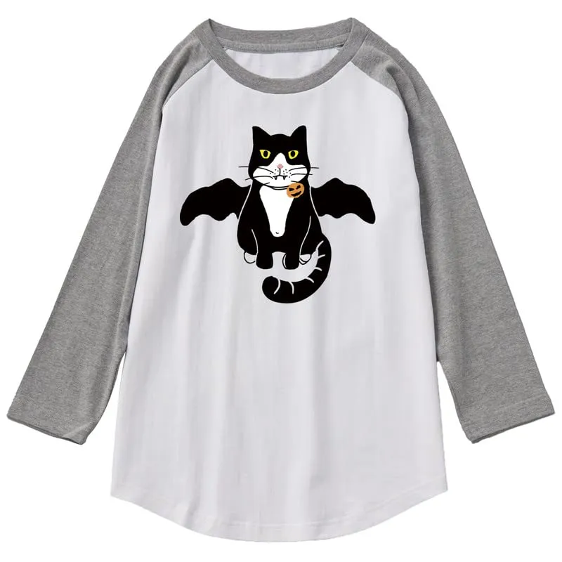 CORIRESHA Youth Cute Cat T-Shirt 3/4 Raglan Sleeves Funny Halloween Costume